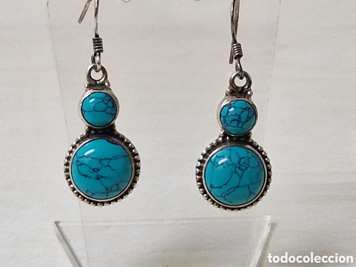 Joyeria: PENDIENTES DE PLATA Y TURQUESAS NUEVOS ESTRENAR - Foto 1