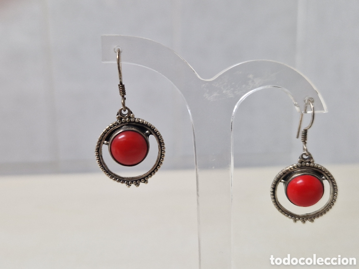Joyeria: PENDIENTES DE PLATA Y CORAL ROJO NUEVOS - Foto 3