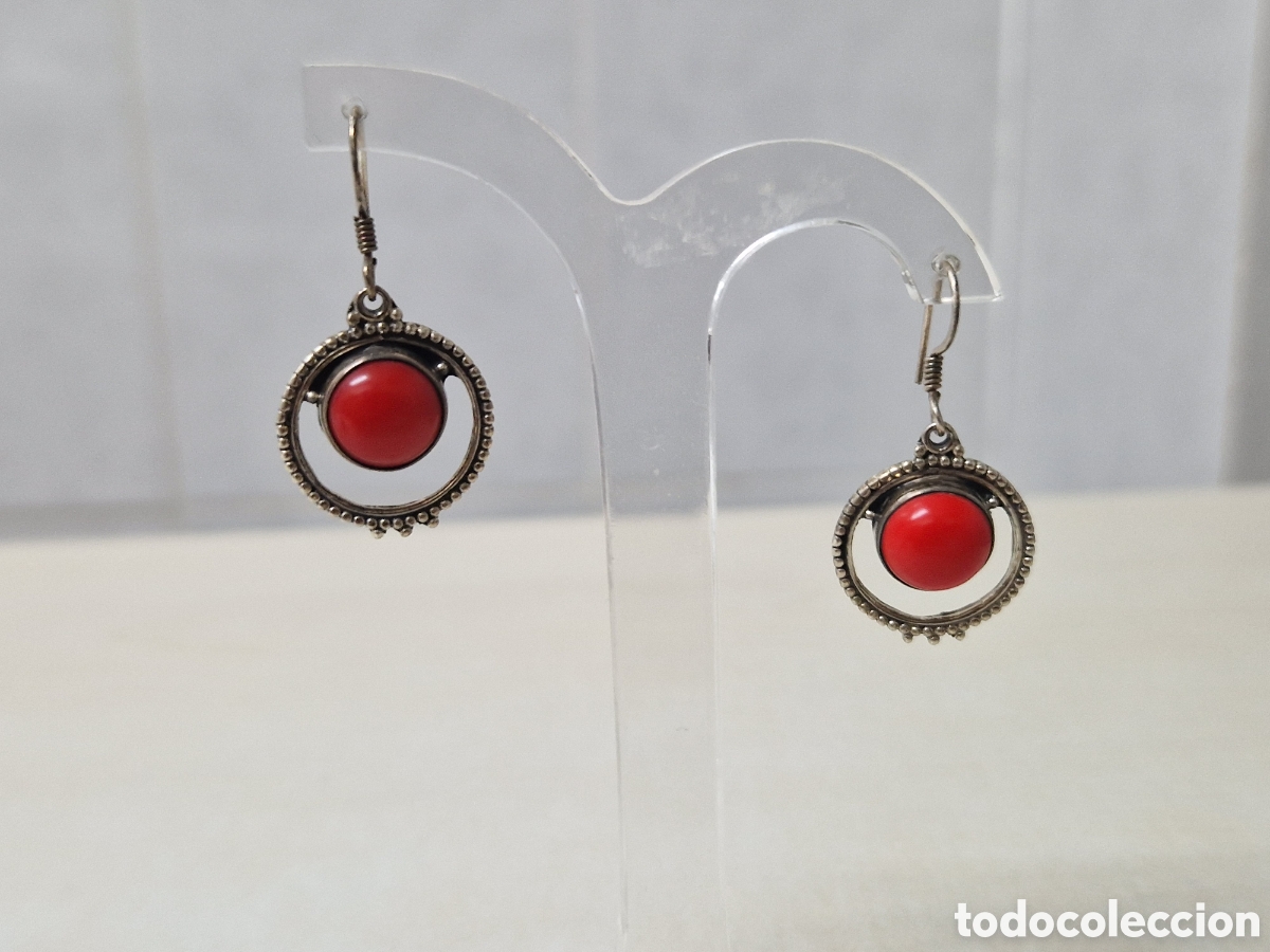 Joyeria: PENDIENTES DE PLATA Y CORAL ROJO NUEVOS - Foto 4