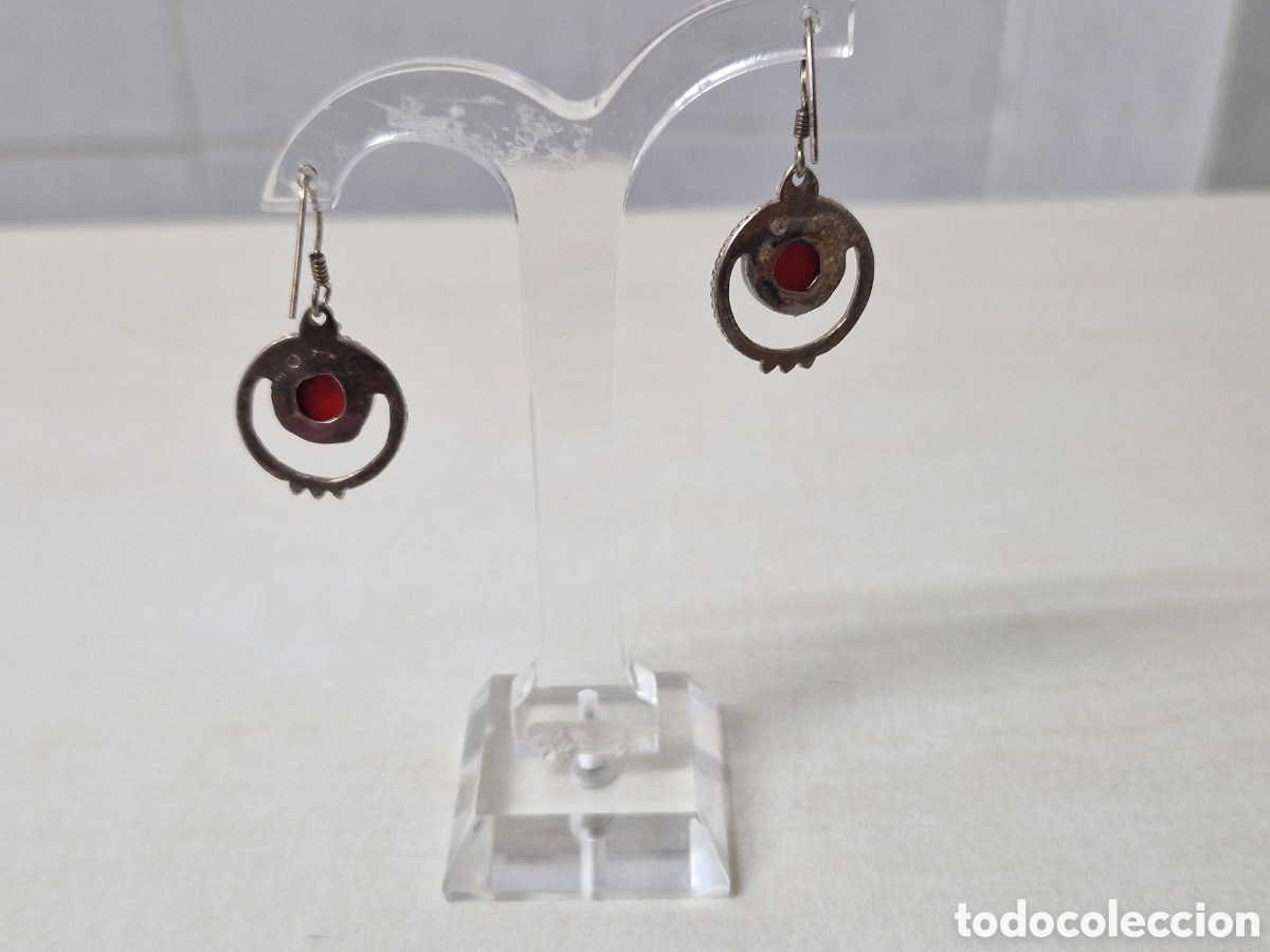 Joyeria: PENDIENTES DE PLATA Y CORAL ROJO NUEVOS - Foto 2