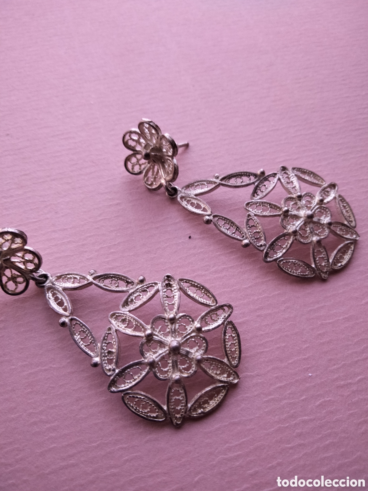 Joyeria: Pendientes largos de filigrana en plata hilo de plata - Foto 1