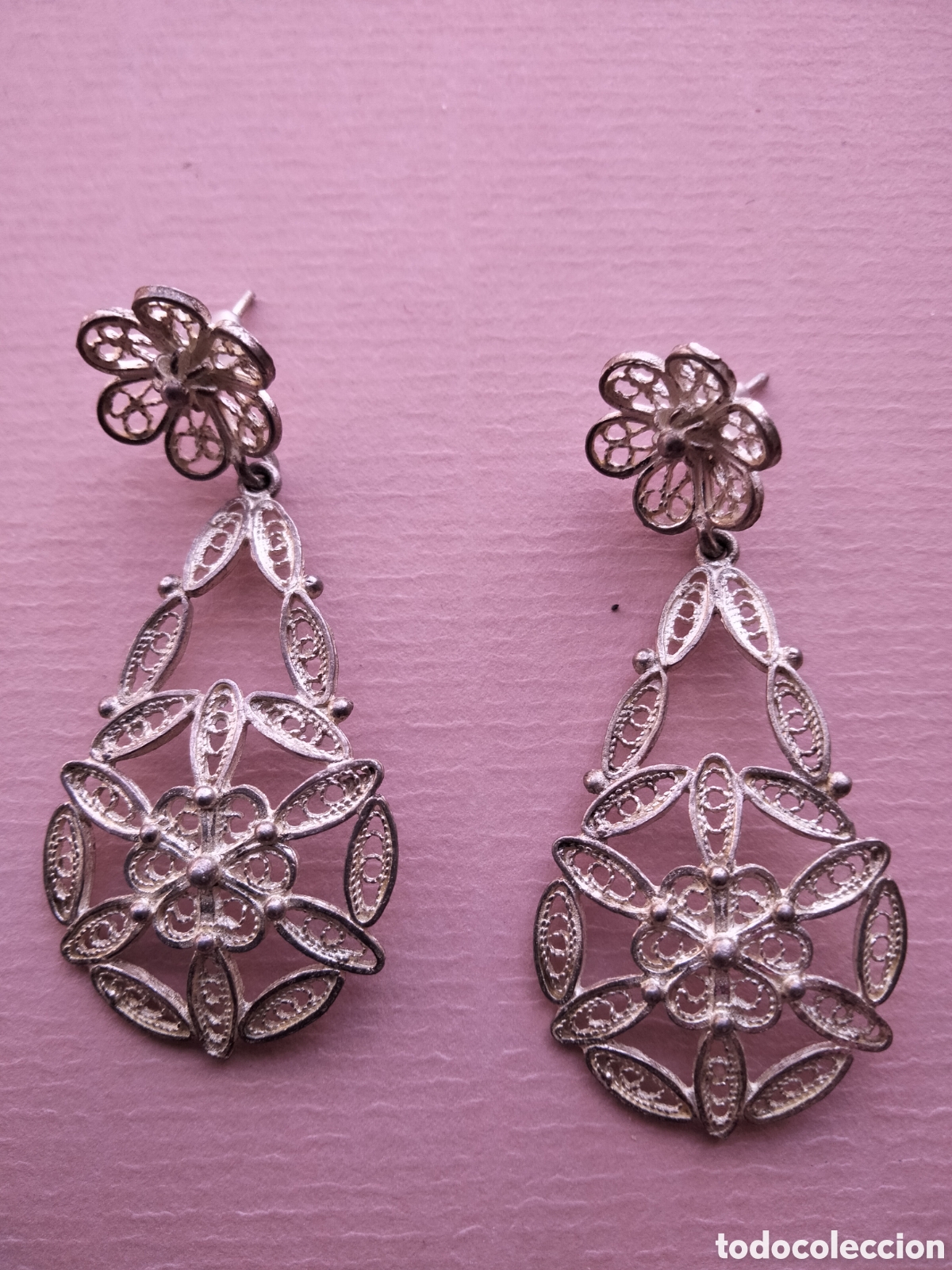 Joyeria: Pendientes largos de filigrana en plata hilo de plata - Foto 3
