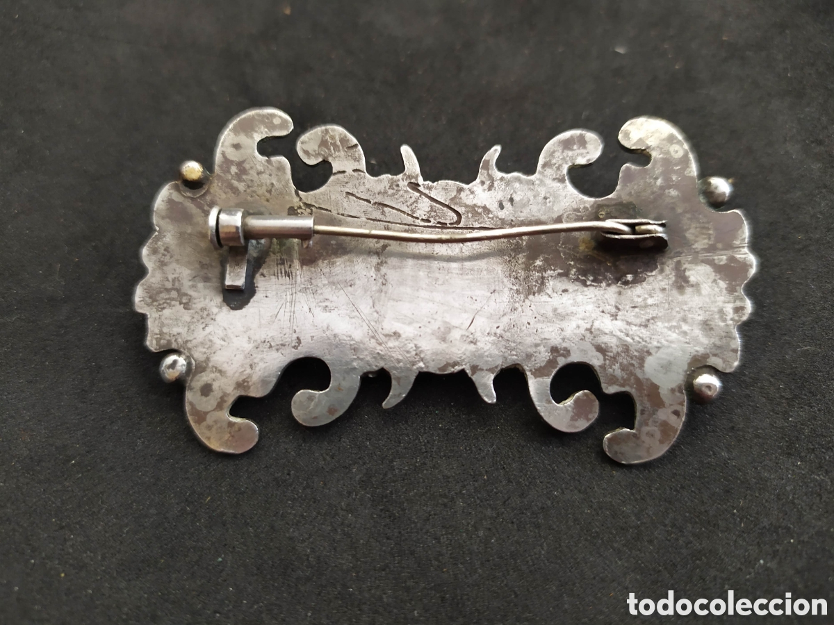 Joyeria: Antiguo broche de plata. Piedra azul. - Foto 2