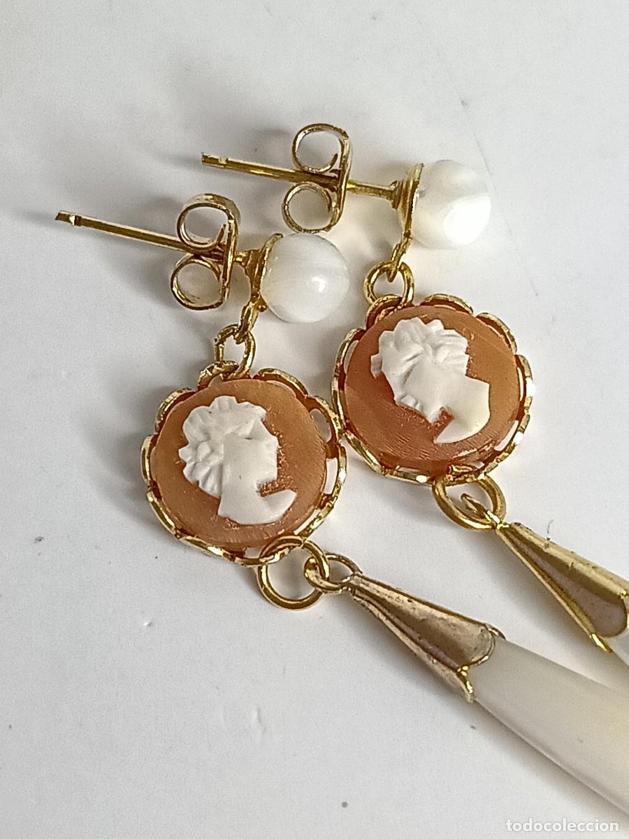 Joyeria: ⌛ Pendientes l&aacute;grima de n&aacute;car y camafeo - Foto 3