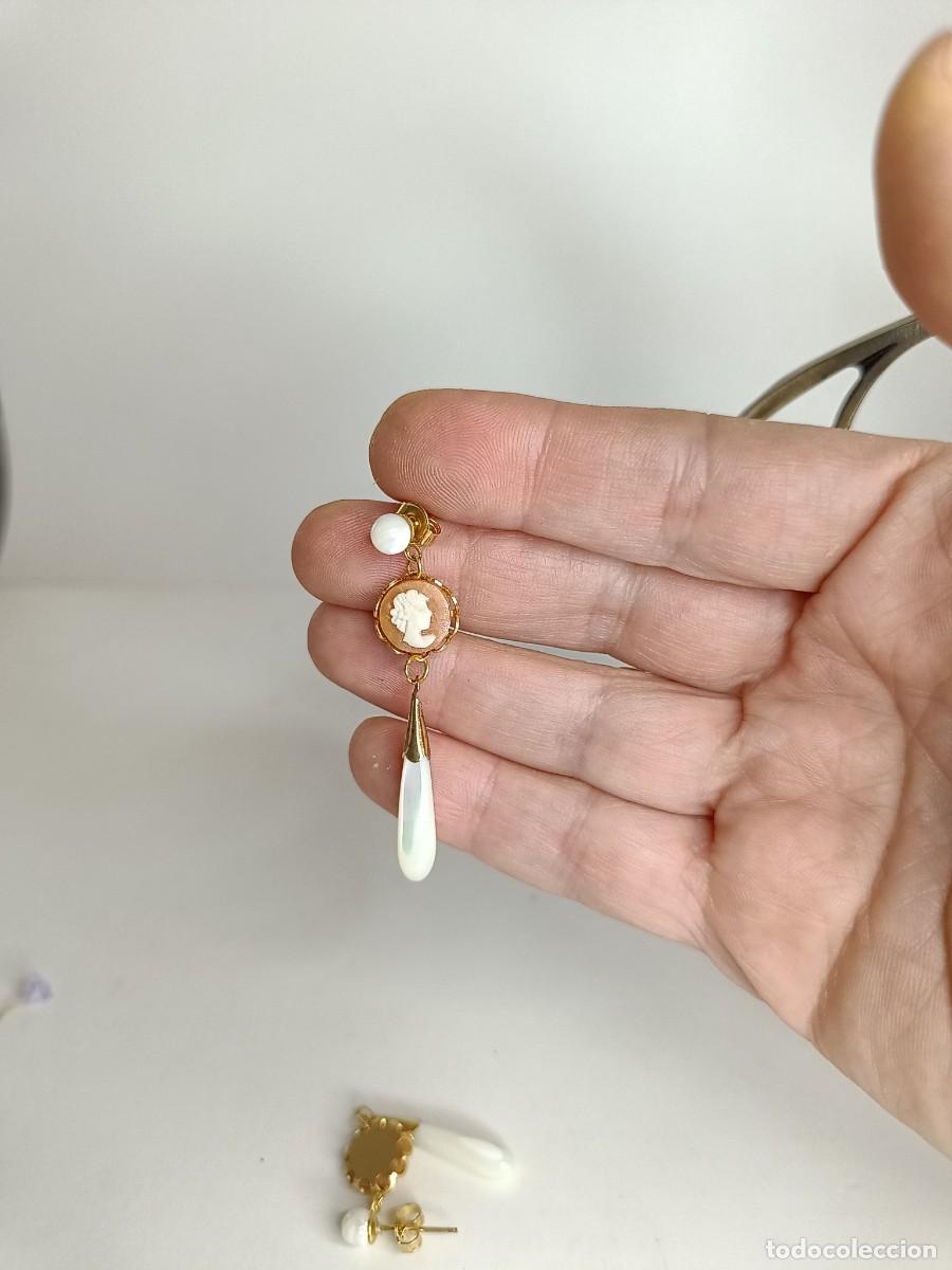 Joyeria: ⌛ Pendientes l&aacute;grima de n&aacute;car y camafeo - Foto 7