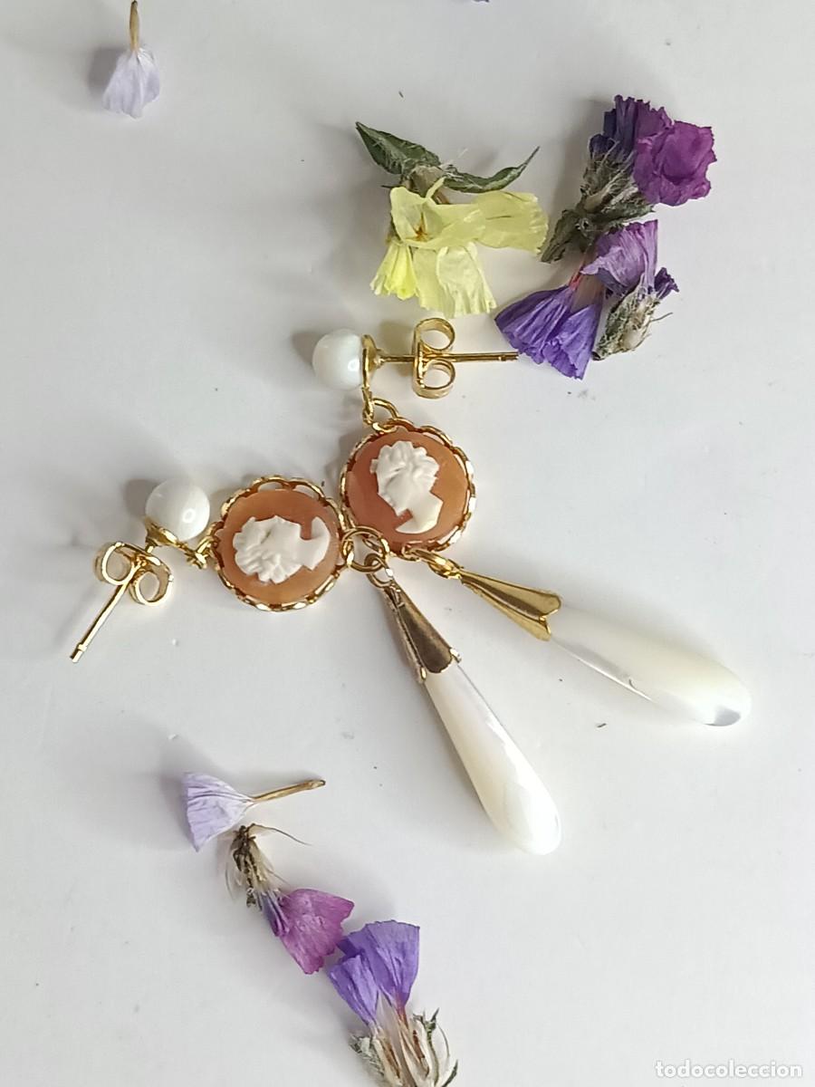 Joyeria: ⌛ Pendientes l&aacute;grima de n&aacute;car y camafeo - Foto 8