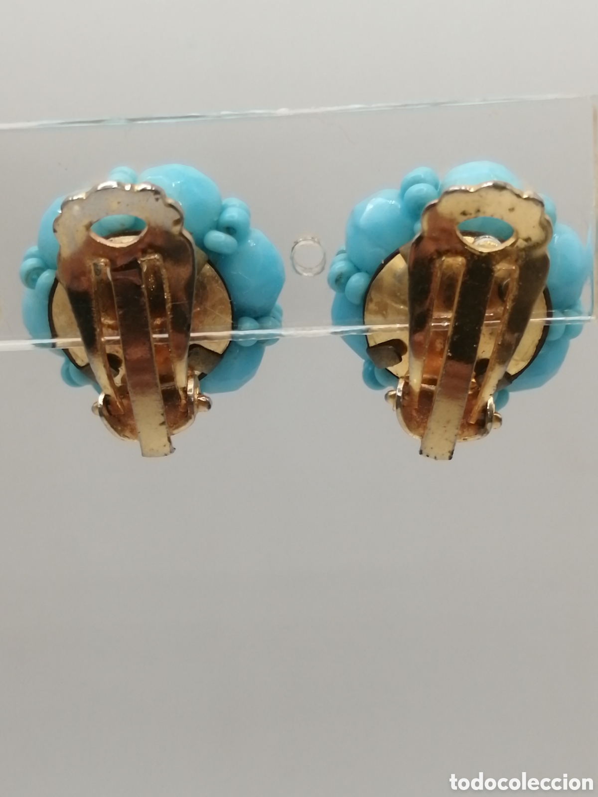 Joyeria: Pendientes opalina y metal chapado oro. Cierre clips - Foto 3