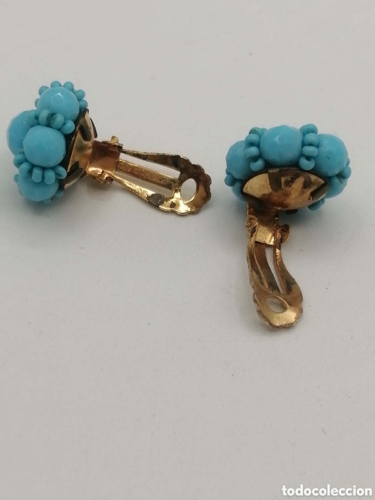 Joyeria: Pendientes opalina y metal chapado oro. Cierre clips - Foto 4