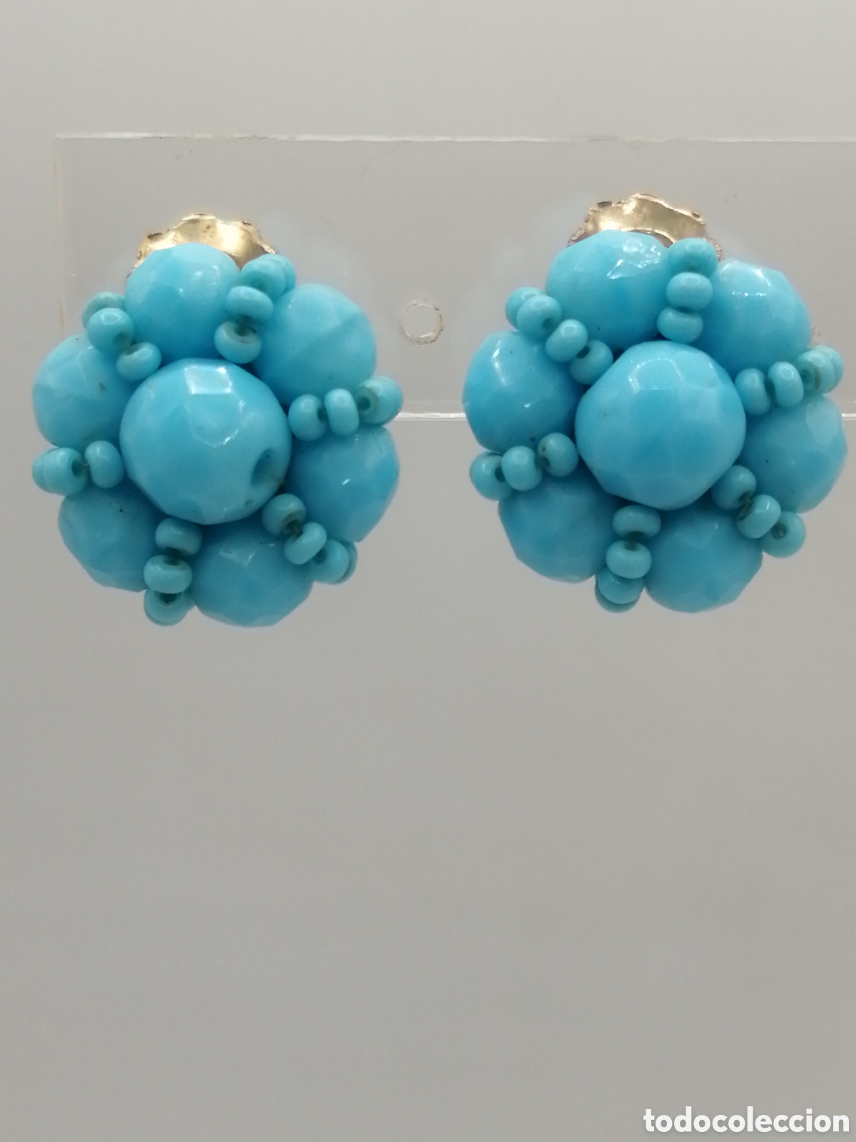 Joyeria: Pendientes opalina y metal chapado oro. Cierre clips - Foto 1