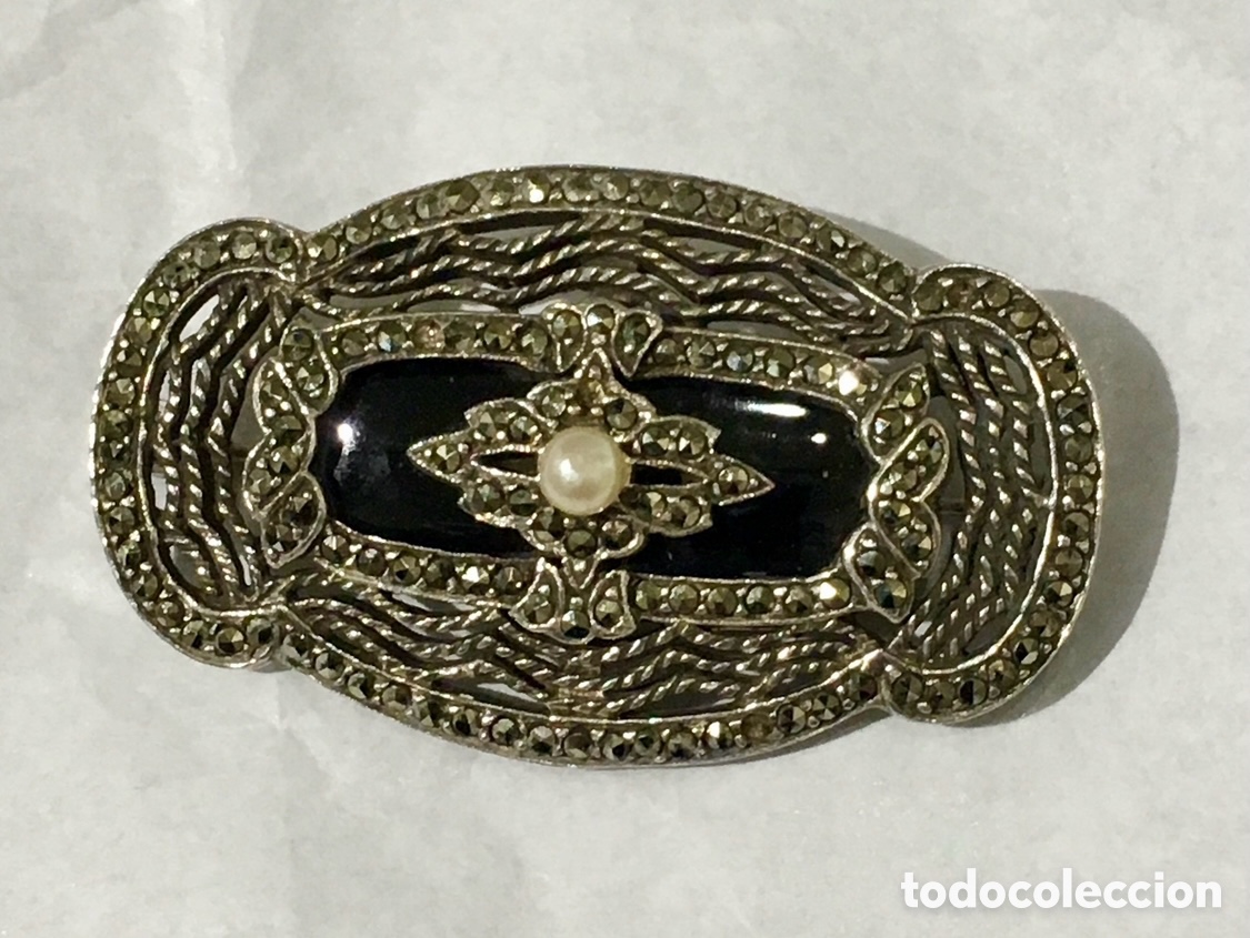 Joyeria: Broche. Art Deco. Plata, &oacute;nix y marcasitas. - Foto 1