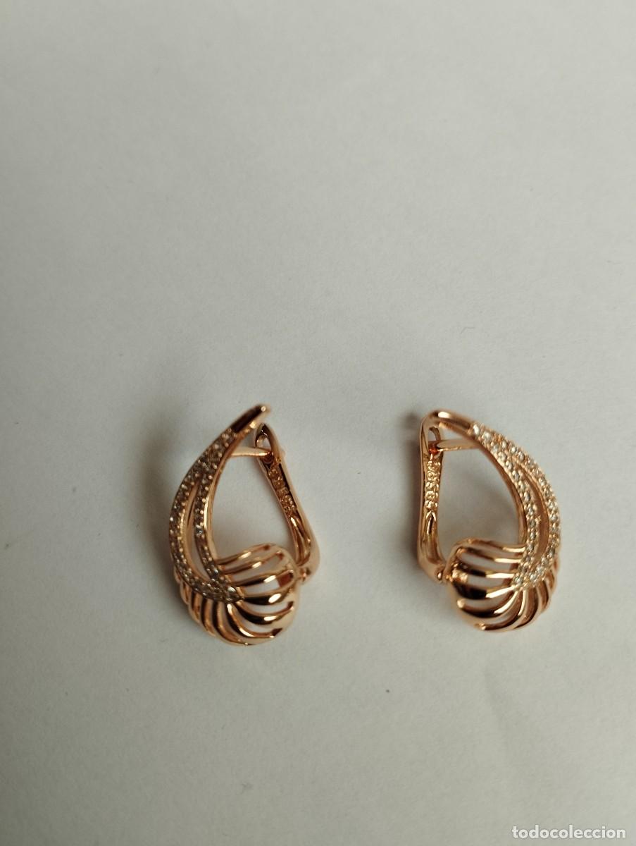 Joyeria: Estilosos pendientes chapados en oro rosa y micro pave - Foto 1