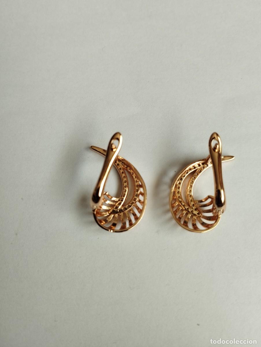 Joyeria: Estilosos pendientes chapados en oro rosa y micro pave - Foto 2