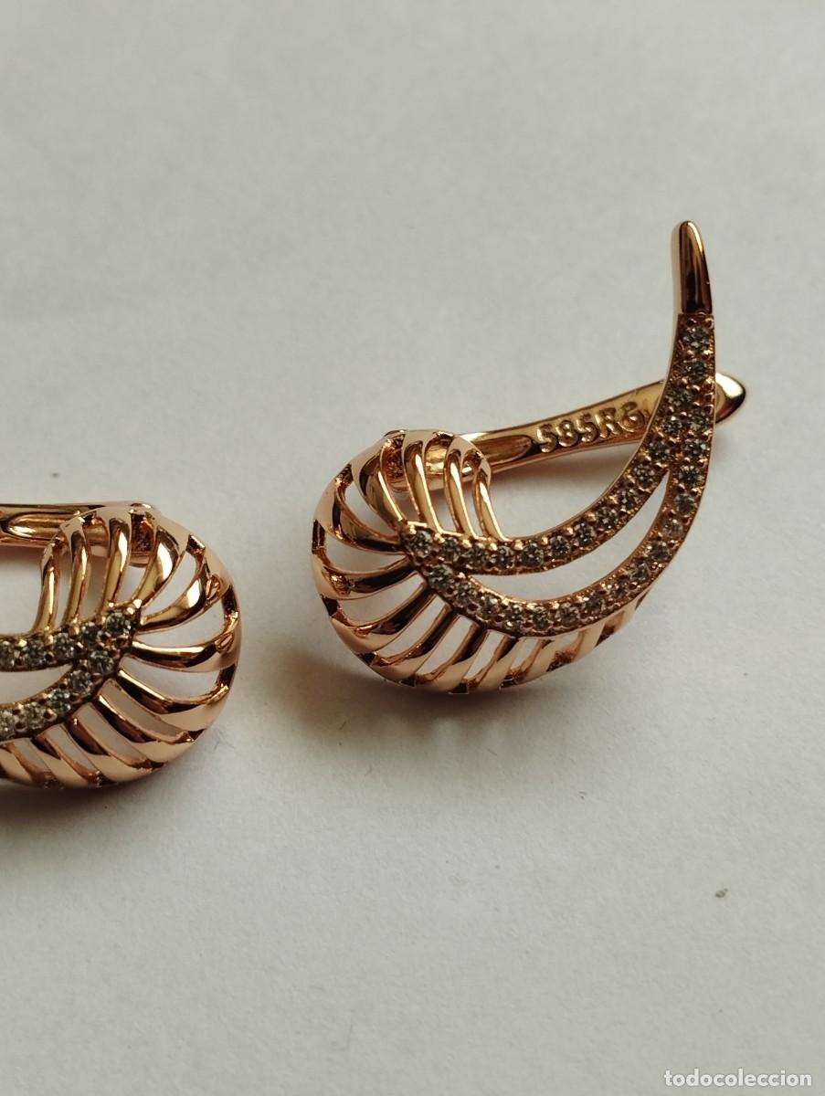 Joyeria: Estilosos pendientes chapados en oro rosa y micro pave - Foto 4