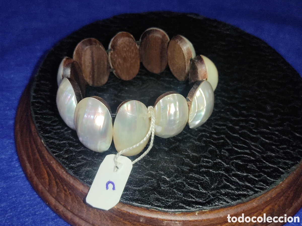 Joyeria: Pulsera de perlas de n&aacute;car y madera.Vintage. *C* - Foto 3