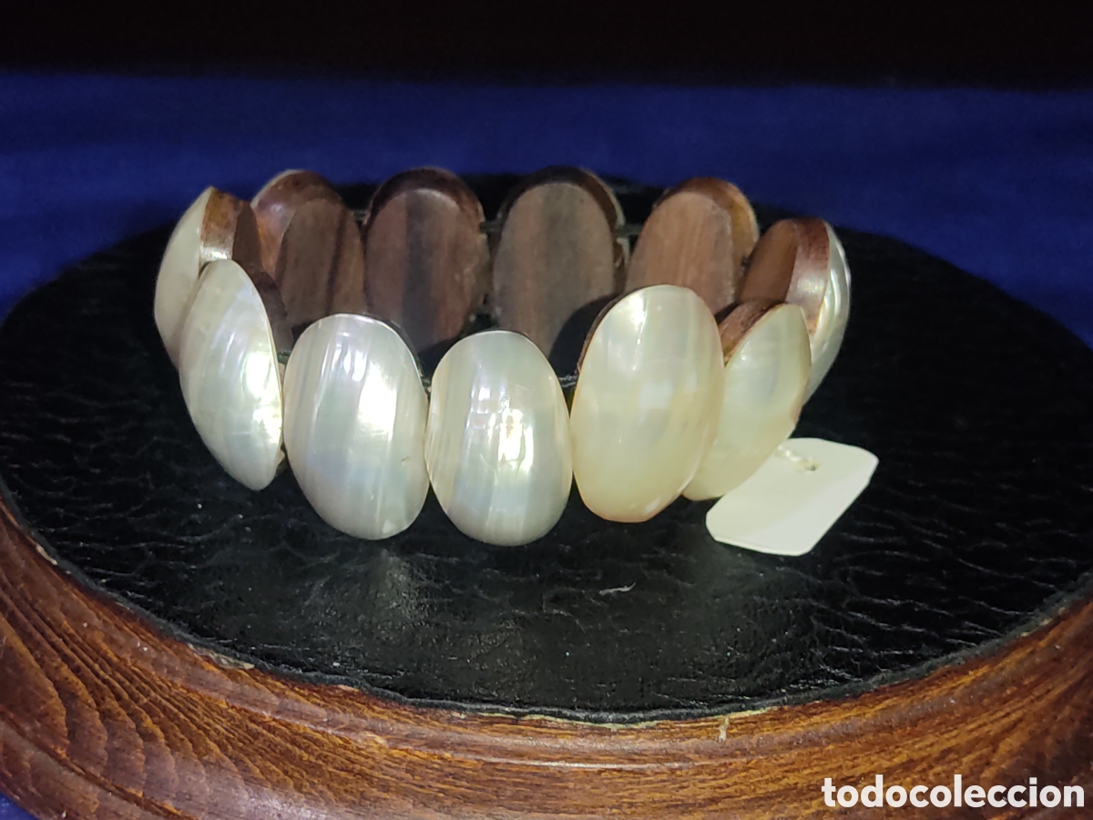 Joyeria: Pulsera de perlas de n&aacute;car y madera.Vintage. *C* - Foto 1