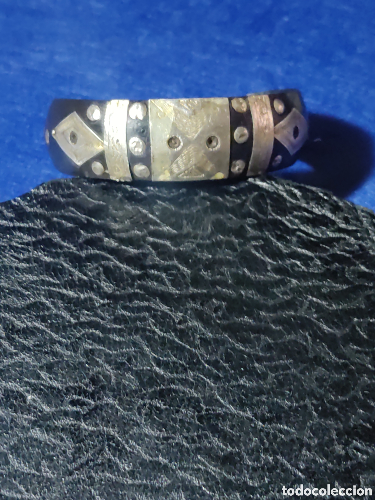 Joyeria: Pulsera antigua Bereber de plata y asta de toro. - Foto 2