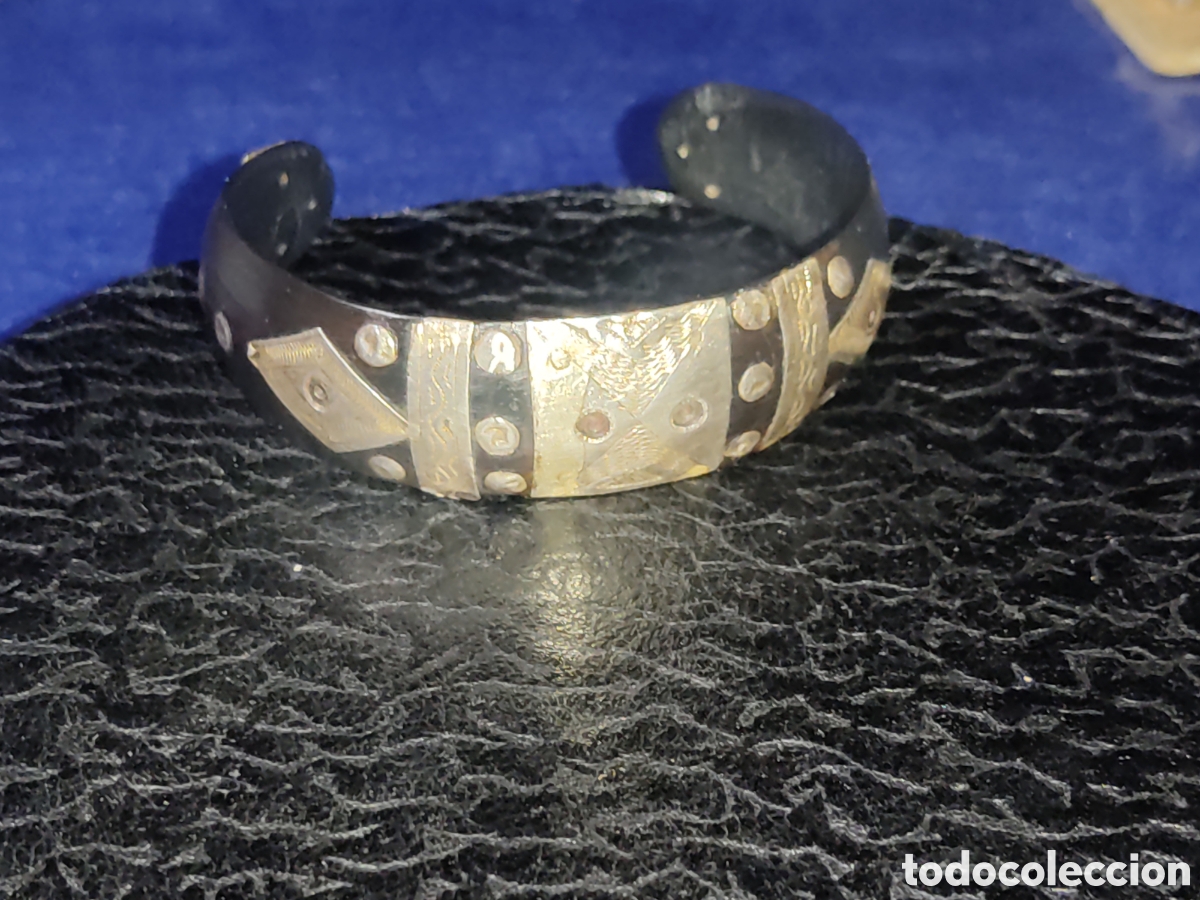 Joyeria: Pulsera antigua Bereber de plata y asta de toro. - Foto 4