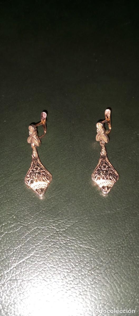 Joyeria: PENDIENTES VINTAGE,PLATA CHAPADA EN ORO, CIERRE OMEGA - Foto 3