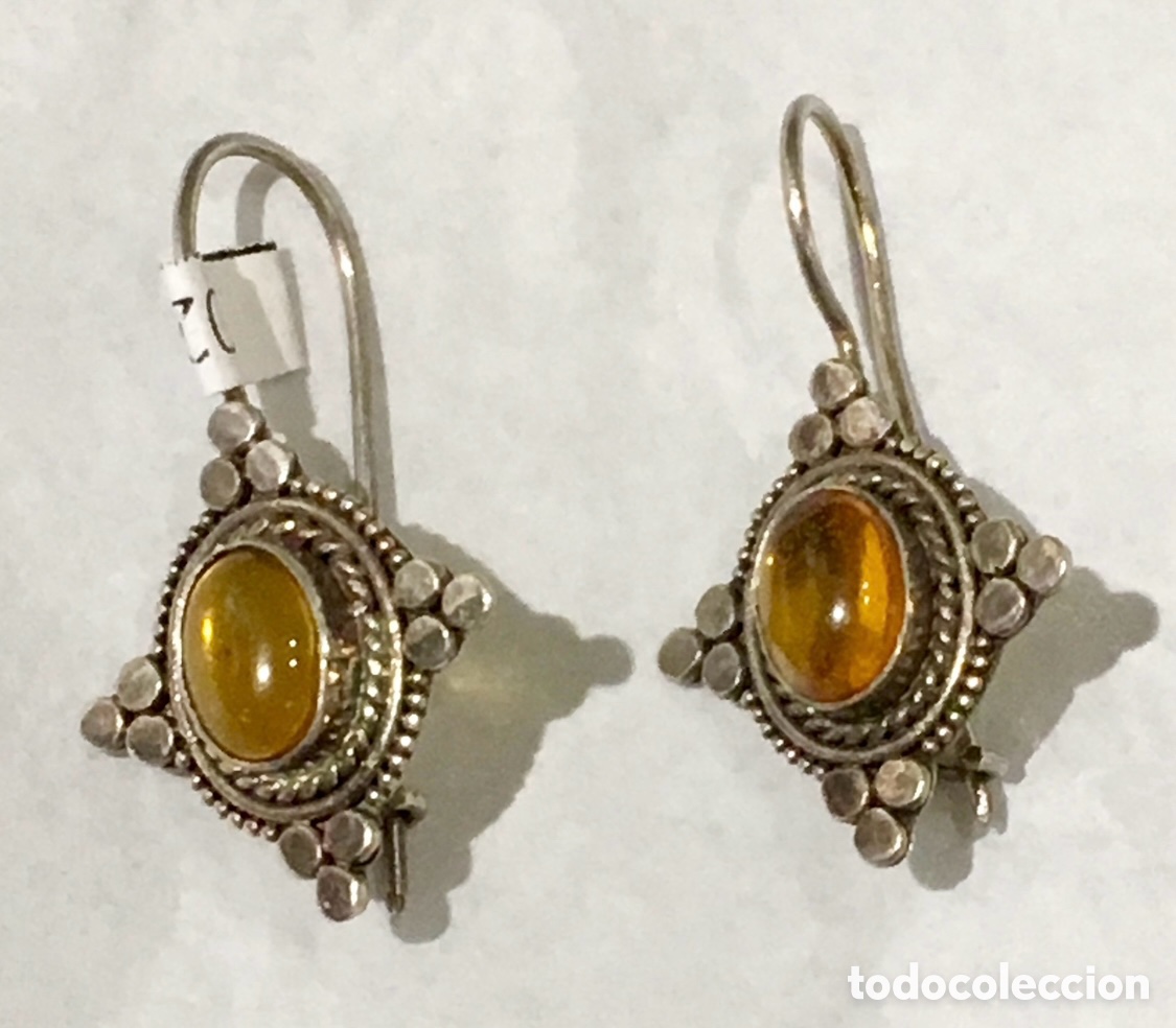 Joyeria: Pendientes de plata. Art Deco. Plata y &aacute;gata. - Foto 1