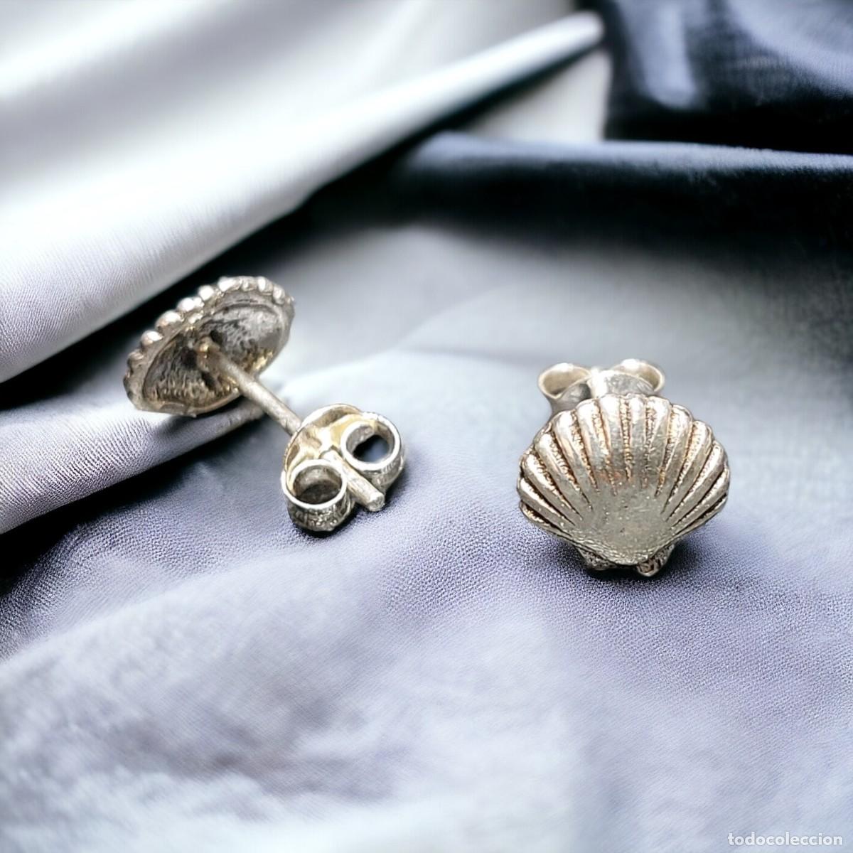 Joyeria: Par de Pendientes de Plata de Ley con Forma de Conchas - Foto 2