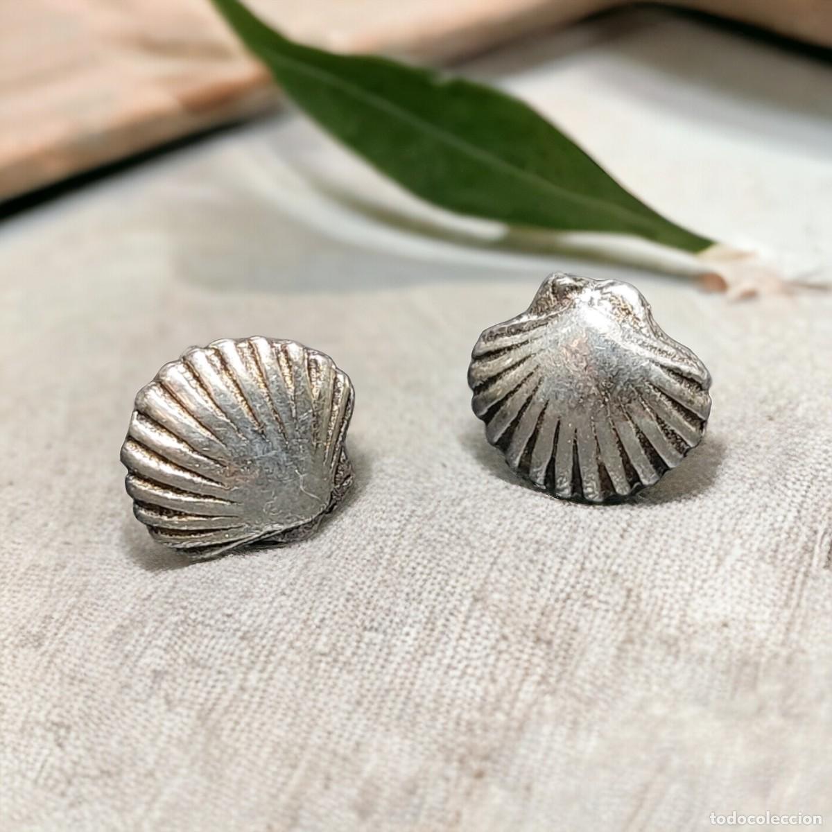 Joyeria: Par de Pendientes de Plata de Ley con Forma de Conchas - Foto 1