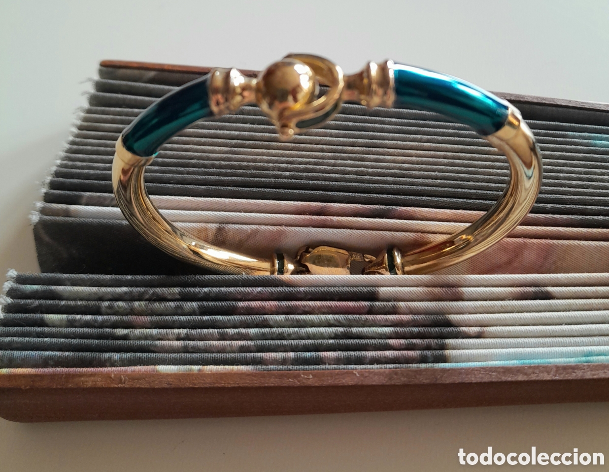 Joyeria: PULSERA DE PLATA CHAPADA EN ORO. ESMALTE. VINTAGE - Foto 5