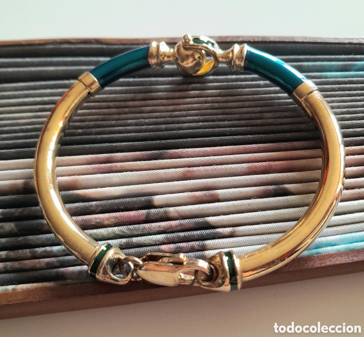 Joyeria: PULSERA DE PLATA CHAPADA EN ORO. ESMALTE. VINTAGE - Foto 4