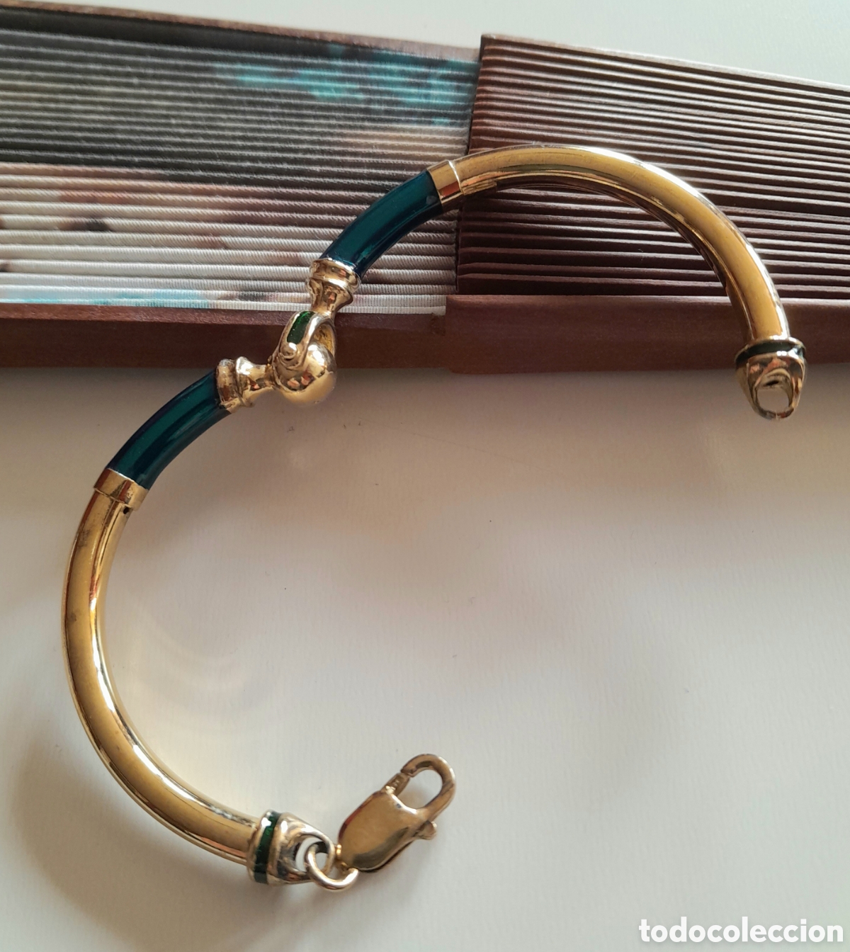 Joyeria: PULSERA DE PLATA CHAPADA EN ORO. ESMALTE. VINTAGE - Foto 3