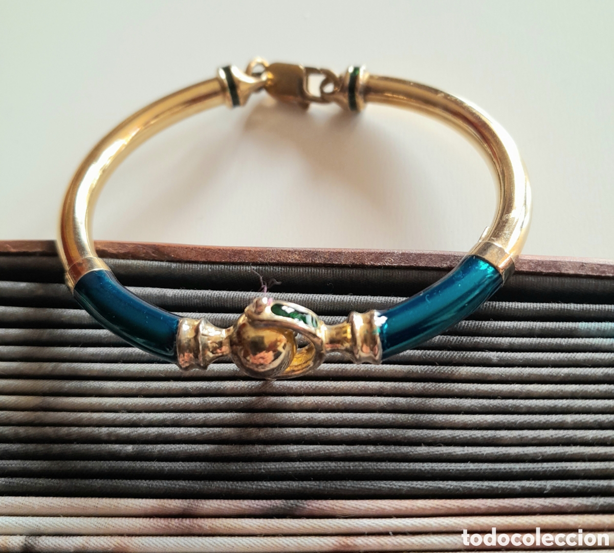 Joyeria: PULSERA DE PLATA CHAPADA EN ORO. ESMALTE. VINTAGE - Foto 2