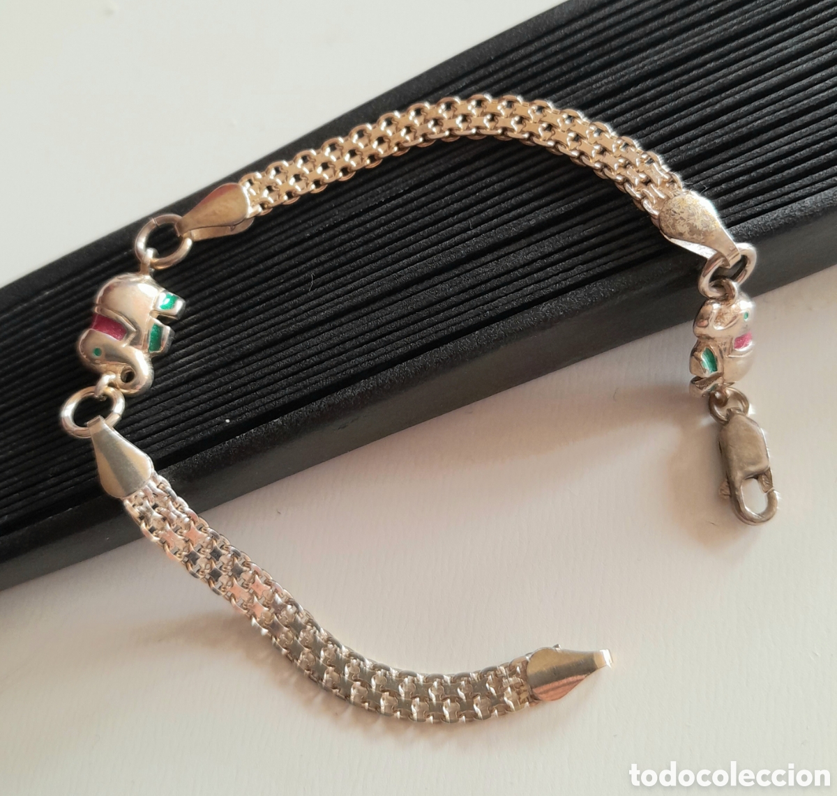 Joyeria: Pulsera de plata con esmalte Vintage.Elefantes - Foto 2