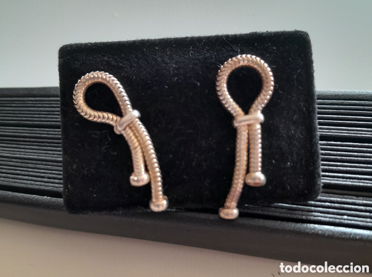 Joyeria: Pendientes de plata. Cadena rat&oacute;n. Vintage - Foto 3