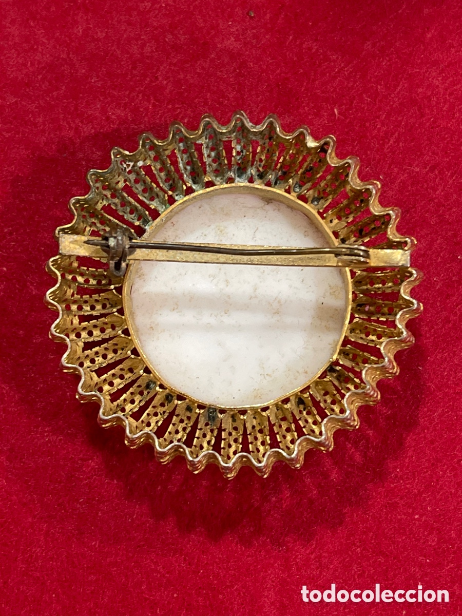 Joyeria: Broche chapado en oro y porcelana francesa en el centro. - Foto 2