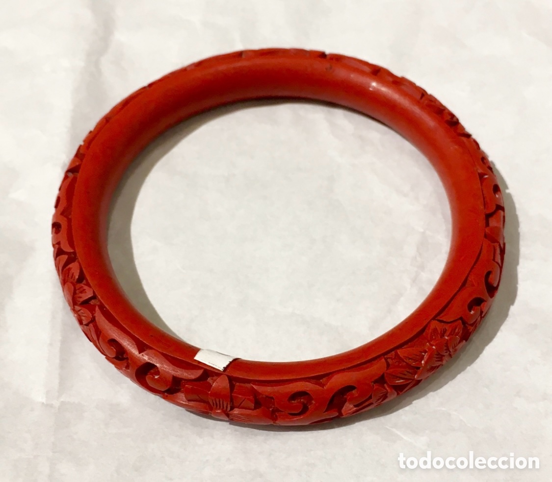 Joyeria: Pulsera roja. Laca China. Art Deco. - Foto 1