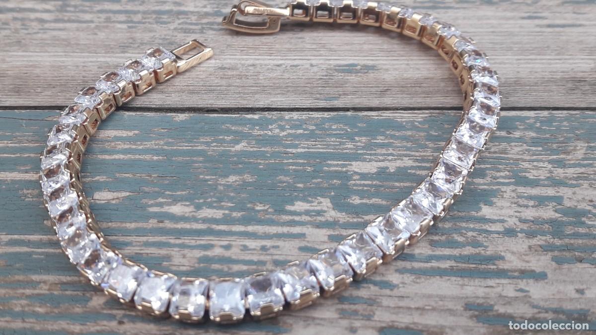 Joyeria: Pulsera riviere chapada en oro con circonitas engastadas. - Foto 1