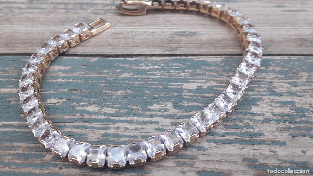 Joyeria: Pulsera riviere chapada en oro con circonitas engastadas. - Foto 2