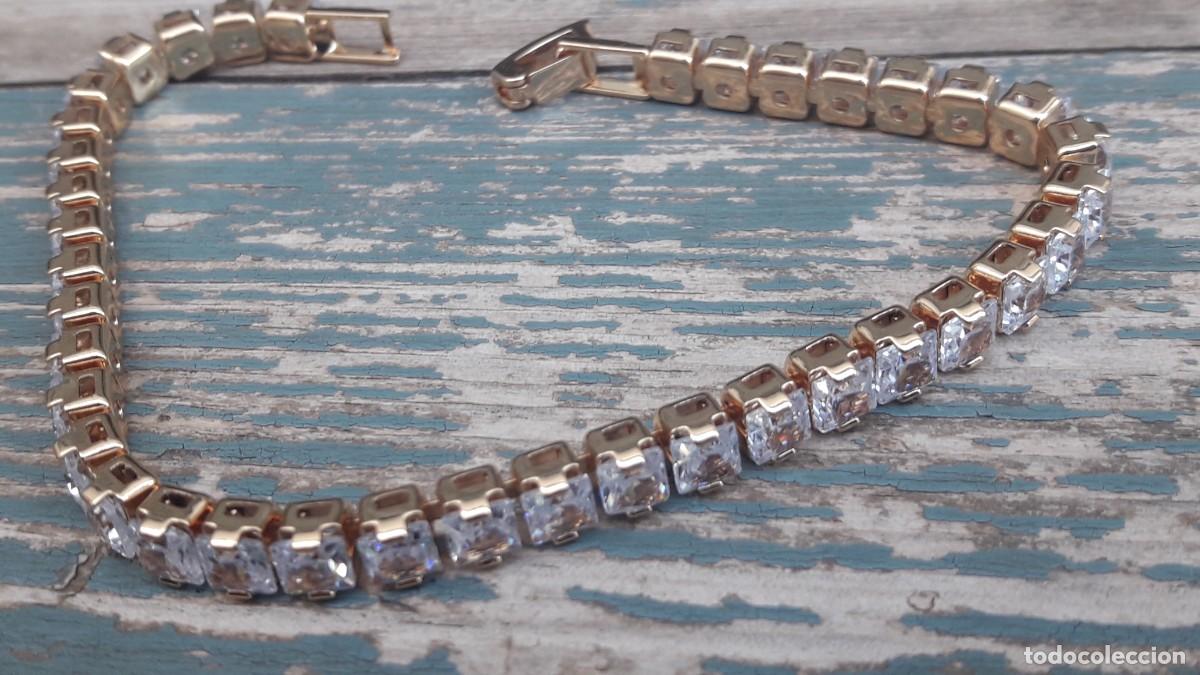 Joyeria: Pulsera riviere chapada en oro con circonitas engastadas. - Foto 4