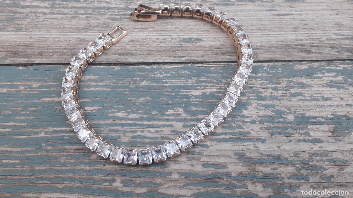 Joyeria: Pulsera riviere chapada en oro con circonitas engastadas. - Foto 5