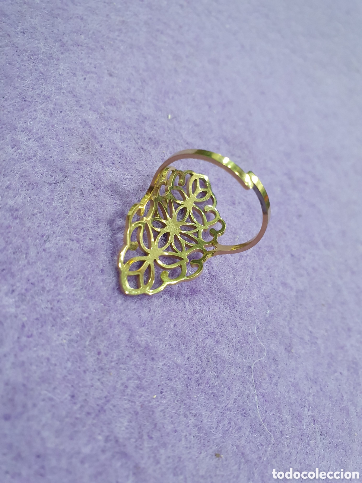 Joyeria: Anillo dorado con calados. Ajustable. (L24) - Foto 2