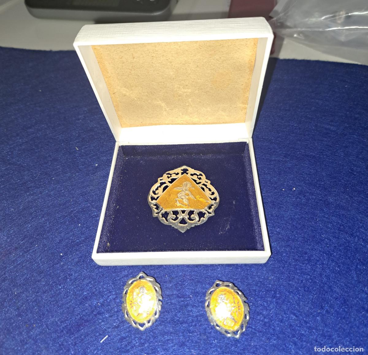Joalharia: CONJUNTO DE BROCHE Y PENDIENTES DE PLATA ESTERLINA DE SIAM - DIOSA MEKHALA