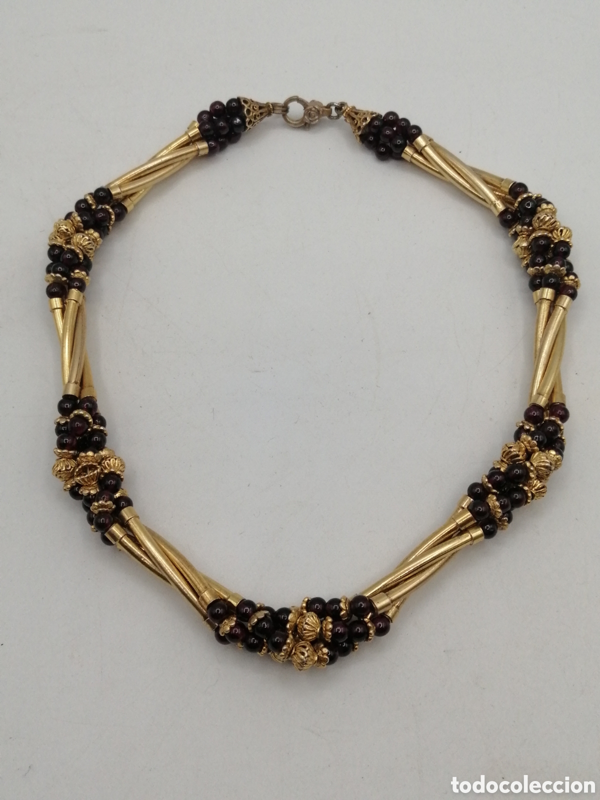 Joyeria: Collar Art Deco plata chapada oro y granates - Foto 2