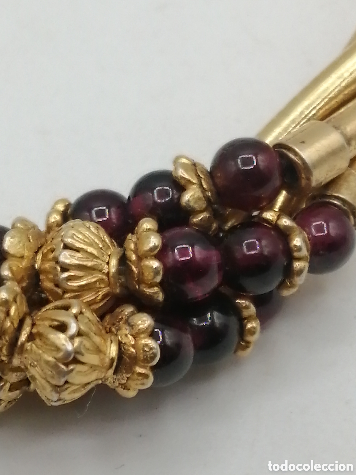 Joyeria: Collar Art Deco plata chapada oro y granates - Foto 4