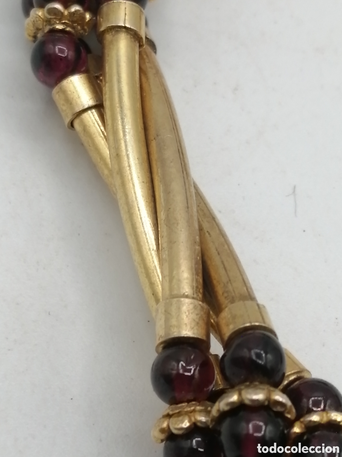 Joyeria: Collar Art Deco plata chapada oro y granates - Foto 6