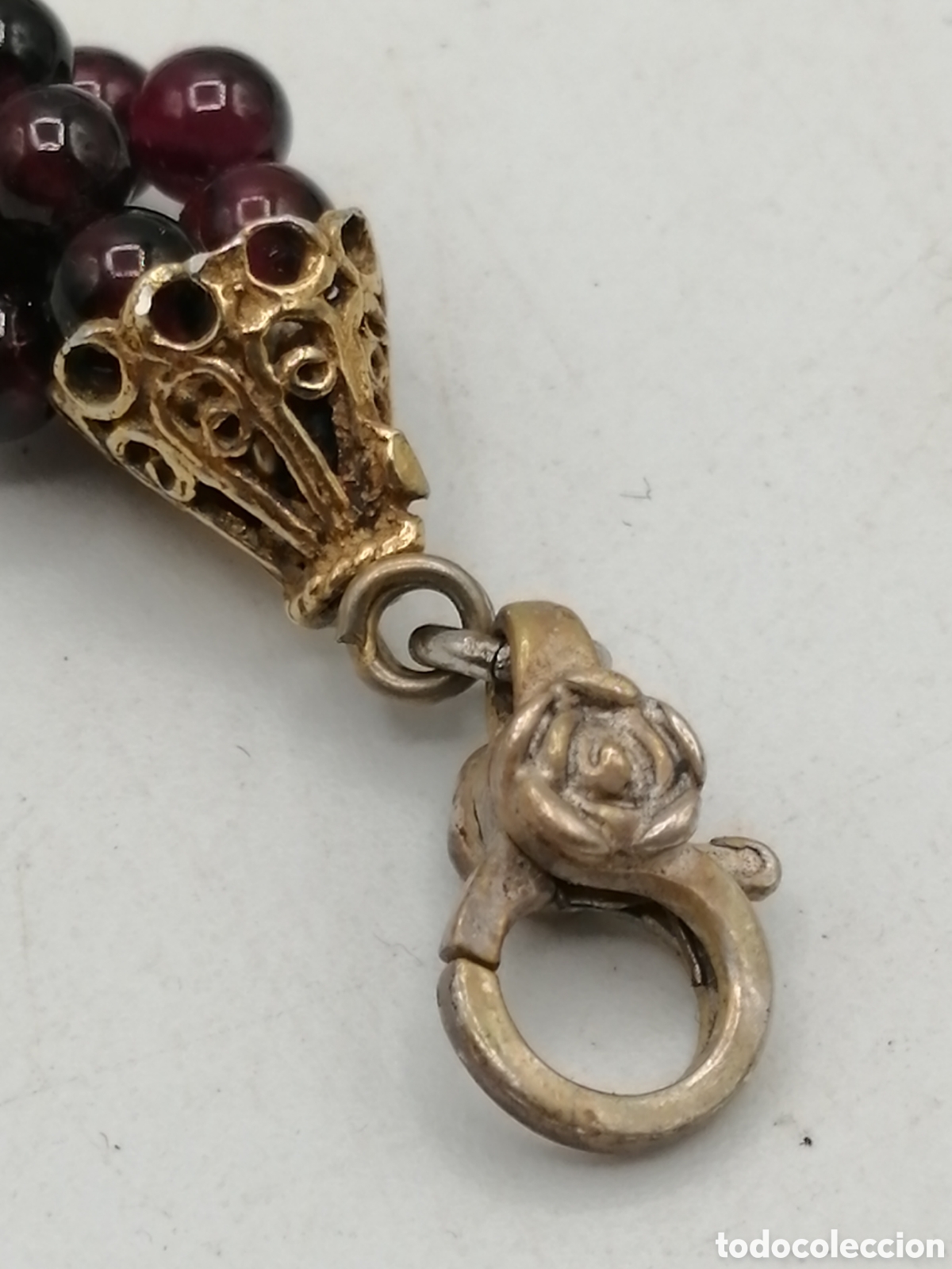 Joyeria: Collar Art Deco plata chapada oro y granates - Foto 7