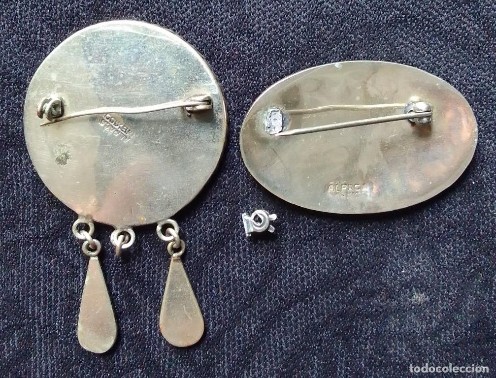 Joyeria: 2 broches alpaca con incrustaciones de nacar (rotos) - Foto 4