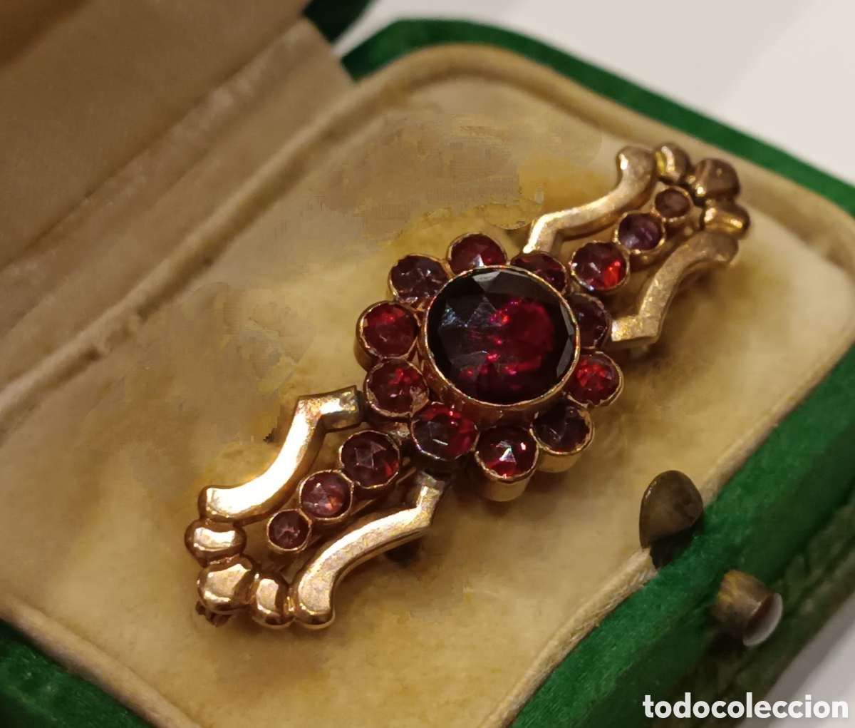 Joyeria: Broche roseton granates y oro 18K - Foto 2