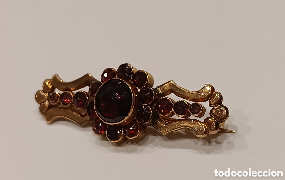 Joyeria: Broche roseton granates y oro 18K - Foto 3