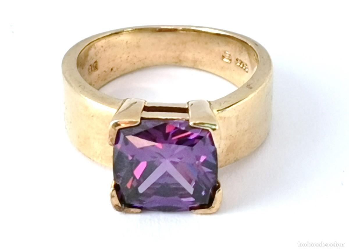 Joyeria: Anillo plata dorada 925 y amatista. - Foto 1