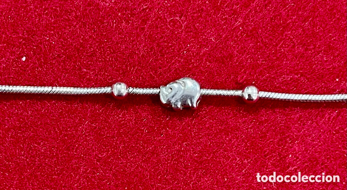 Joyeria: Pulsera en plata de ley contrastada decorada con elefantes. - Foto 2