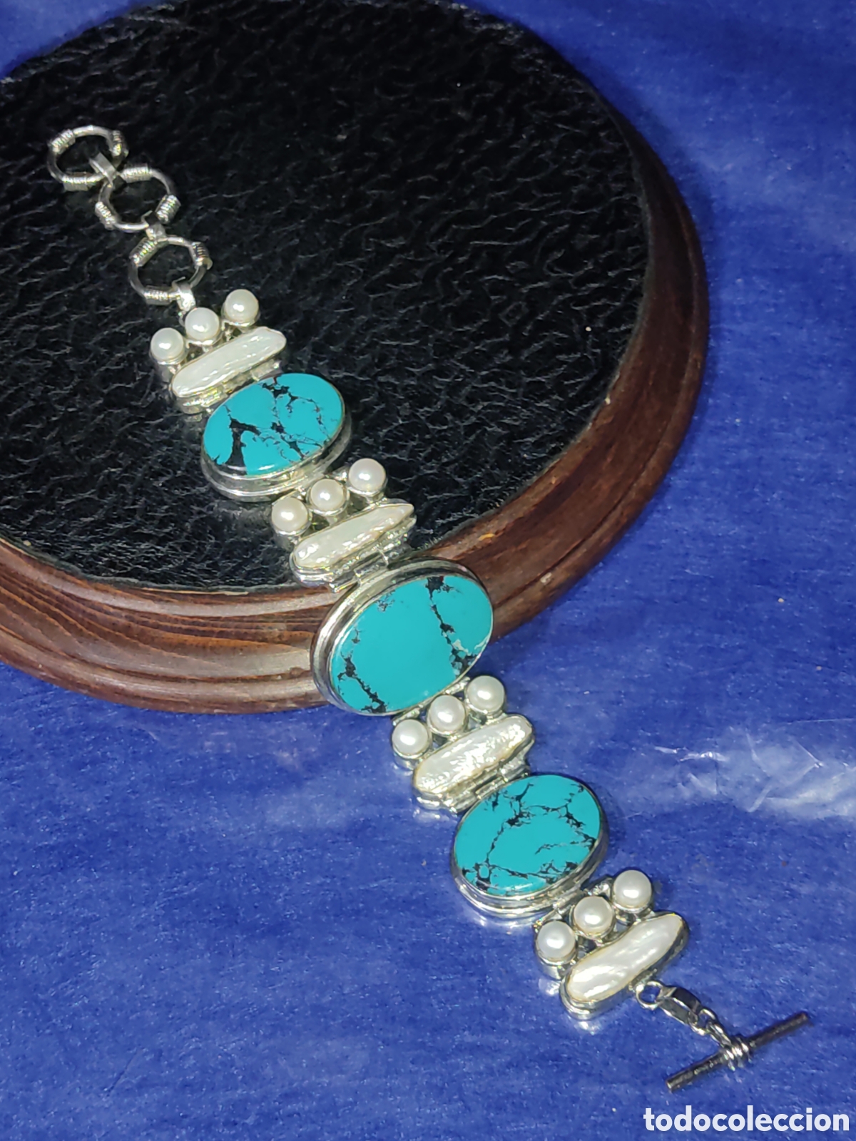 Joyeria: Pulsera de turquesa y perlas. - Foto 2