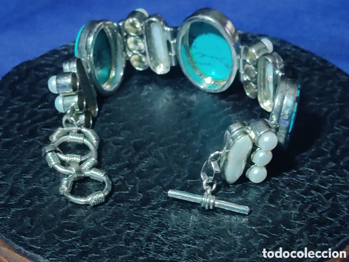 Joyeria: Pulsera de turquesa y perlas. - Foto 6